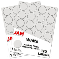 JAM Paper Sceaux autocollants ronds, 1 2/3 po dia., blanc, 2 paquets de 120 (3147612193g)-Blanc