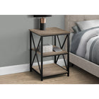 Monarch Specialties - 3597 Table D'Appoint - 26 po H/Taupe Fonce/Metal Noir-La base en métal noir mince mais robuste a un design en forme de X sur les côtés pour une touche décorative