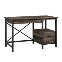 Sauder 47"W La Collection Steel River Bureau - Finition Carbon Oak-Deux tiroirs équipés de glissières métalliques et butées de sécurité pour la sécurité de toute la famille