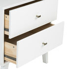 Prepac – Table de nuit à 2 tiroirs Milo, style moderne milieu du siècle, blanc (WDNR-1402-1)-Construit de bois composés laminés, non toxiques, conformes à la norme CARB-2