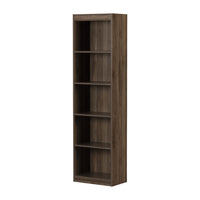 South Shore - Axess - Bibliothèque étroite 5 tablettes - Noyer naturel-Bibliothèque polyvalente : cette étagère sera magnifique dans votre bureau, votre salon, votre sous-sol ou votre chambre à coucher grâce à son design polyvalent. Sa découpe droite mettra en valeur votre sélection de livres et d’items décoratifs.