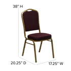 Flash Furniture – Chaise banquet empilable HERCULES à dossier couronne, siège 2,5 po, doré avec tissu bourgogne-Coussin de siège épais de 2,5 pouces