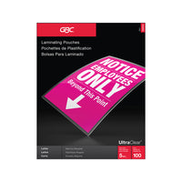 Pochettes de plastification thermiques GBC UltraClear de 5 mil - format lettre  - paquet de 100-Pochettes de plastification thermiques produisez des documents vifs, lumineux et clairs.