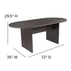 Flash Furniture Table De Conférence Ovale 6' - Gris Rustique (GCTL1035GRY)-35"W x 72"D x 29.5"H
