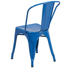 Flash Furniture – Chaise empilable pour l’intérieur et l’extérieur, métal, bleu (CH31230BL)-Dos courbé avec latte verticale