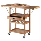 Winsome – Chariot de cuisine Barton avec casier à bouteilles intégré, bambou (80434)-Fabriqué de bambou avec fini naturel