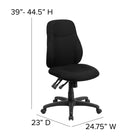 Flash Furniture - Chaise de travail pivotante ergonomique et polyvalente, dossier moyen, tissu noir (BT90297M)-Réglage de la hauteur du dos