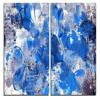 Designart – Impression sur toile, pétales bleus, 40 larg. x 40 haut. (po), 2 panneaux (PT3406-3-40-40)-Impression