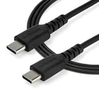 StarTech Câble USB-C vers USB-C de 1 m - Noir-Atténuation des tensions étendue, testée pour résister à plus de 10 000 cycles de pliage à un angle de 180°