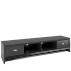 CorLivingMC - Meuble pour téléviseur extra large Lakewood TLK-802-B, pour téléviseurs jusqu’à 80 po, grain de bois noir-Poignées en faux nickel