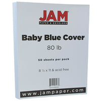 JAM Paper - Papier cartonné mat, 8,5 x 11 po, 80lb, bleu poudre, 50/paquet (5155792)-Bleu poudre