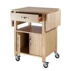 Winsome Kitchen – Chariot de cuisine, à doubles abattants, armoire avec tablette, naturel-Ce chariot à abattants avec roulettes est idéal pour les petites cuisines ayant besoin de plus surface de travail