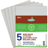 Hilroy – Tablettes de calcul Enviro Plus, 8 3/8 po x 10 7/8, ligné large, blanc, 72 feuilles, paq./5-Protégez nos forêts et ménagez nos sites d'enfouissement