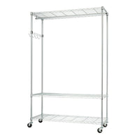 Présentoir à vêtements à roulettes à 3 niveaux TRINITY EcoStorage, Chrome (TBFZ-2707)-Fini EcoStorageMC - Couleur chrome