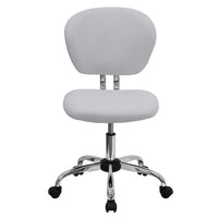 Flash Furniture - Fauteuil fonctionnel sans accoudoirs, WA-2376-F-WHT-GG, mailles, dossier mi-hauteur, blanc-Chaise de travail contemporaine