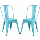 Plata Import - Tolix Fauteuils métalliques sans bras - Turquoise - paquet de 2-Chaise de salle à manger du milieu du siècle