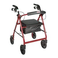 Drive Medical - Rollator avec dossier amovible et siège rembourré, roues de 7,5 po, rouge-Rouge, aluminium