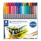 Staedtler - Stylos à pointe fibre bicolore, paquet de 36-Pointe moyenne et fine pour colorier et dessiner