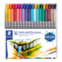 Staedtler - Stylos à pointe fibre bicolore, paquet de 36-Pointe moyenne et fine pour colorier et dessiner
