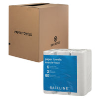 Essuie-tout Baseline - 2 épaisseurs - 60 feuilles - Blanc - Paquet de 48-Deux épaisseurs, résistants et absorbants