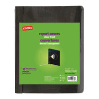 Staples - Couverture de rapport transparente à 3 crampons - noir - paquet de 10-Couverture au devant transparent pour laisser paraître la page de garde
