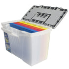 Storex – Boîte de classement portable, lettre/légal, argent (STX61504B03C)-Poignée rembourrée confortable