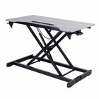 Rocelco - S'asseoir pour se tenir debout surélevé de bureau à hauteur réglable avec plateau à clavier à dégagement rapide - gris-Cadre en métal robuste avec poignée latérale facile à saisir et assistance par piston à gaz, peut soulever et abaisser jusqu'à 30 livres avec un réglage continu de la hauteur de 4,3 po à 19,7 po au-dessus du bureau pour optimiser la position de travail ergonomique pour les personnes de la plus grande taille