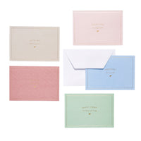 Mara-Mi - Note de remerciement - 3,5 x 5 - Sentiments assortis - Paquet de 50-Cartes muettes de remerciement