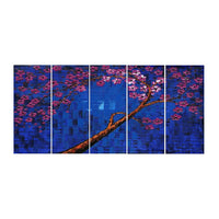 Designart – Art abstrait bleu profond et violet, œuvre en 4 panneaux à motif floral imprimé sur toile (PT2002-271)-Impression