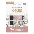 Centon - Datastick Pro2 64Go Lecteur Flash, Rose léopard et fleurs, Paquet de 2-Capacité de 64 Go