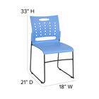 Flash Furniture - Chaise empilable bleue de la série HERCULES à base traîneau d'une capacité de 881 lb avec dossier ventilé-Garantie à vie limitée sur le cadre