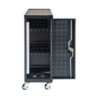 Luxor – Chariot de chargement (LLTP12-B) 12 ordinateurs portables/Chromebook, noir-Chariot (avec la poignée) (po) : 14 larg. x 24,75 prof. x 39,625 haut.;  chariot (sans la poignée): 14 larg. x 21,15 prof. x 39,625 haut.;  deux tablettes du haut : 13,75 larg. x 16 prof. x 12 haut.;  tablette de rangement : 18,75 larg. x 15,25 prof. x 4,5 haut.