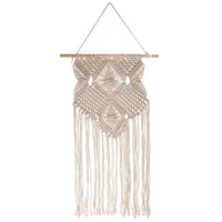 Truu Design - Macramé mural fabriqué à la main à suspendre, Blanc-Measure: 16”L x 35.5”H x 0.75”W