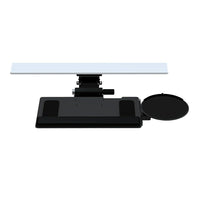 Système de clavier Humanscale 6G - 6G90090HG22-Les systèmes de clavier brevetés Humanscale ont un réglage sans effort de la hauteur et de l'angle. Favorisant l'incrustation à inclinaison négative, les plates-formes de clavier n'entreront pas dans une inclinaison positive.