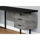 Monarch Specialties - 7617 Bureau 70 po - Noir/Simili-Ciment/Metal Noir/L/R-2 petits tiroirs et 1 grand tiroir classeur suspendu avec des poignées noires, des coulisses en métal et des intérieurs finis