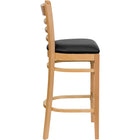 Flash Furniture – Tabouret de bar/restaurant HERCULES en bois naturel, dossier à traverses horizontales, assise en vinyle noir-Conception à dossier échelle