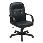 Work Smart- Fauteuil de direction à dossier mi-dos, cuir reconstitué, noir-Siège et dossier en cuir reconstitué noir