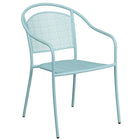 Table de jardin carrée de 28 po en acier bleu ciel et 2 chaises au dossier rond, intérieur/extérieur [CO-28SQ-03CHR2-SKY-GG]-4