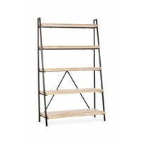 Étagère Live Edge de Gry Mattr, chêne blanc/noir-Échelle à 5 niveaux au fini grain de bois texturé (placage de chêne)