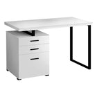 Monarch Specialties - 7646 Bureau 48 po L - Blanc/Metal Noir/Face L/R-Un bureau d'ordinateur moderne de 48 pouces de long dans un style moderne, avec une configuration réversible pour une installation à gauche ou à droite, parfait pour créer un espace de travail fonctionnel dans votre bureau à domicile.