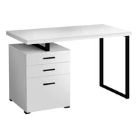 Monarch Specialties - 7646 Bureau 48 po L - Blanc/Metal Noir/Face L/R-Un bureau d'ordinateur moderne de 48 pouces de long dans un style moderne, avec une configuration réversible pour une installation à gauche ou à droite, parfait pour créer un espace de travail fonctionnel dans votre bureau à domicile.