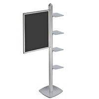 Azar Displays – Présentoir sur pied avec tablettes carrées (300295-SLV)-Structure encliquetable