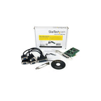 StarTech  Carte double PCI Express à 4 ports série, 2 x RS232 et 2 x RS422/RS485-Cette carte PCI Express double est compatible avec tous les protocoles des périphériques série (RS232, RS422 et RS485), ce qui permet la communication entre divers périphériques soumis à des protocoles différents