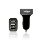 Veho – Chargeur de voiture triple USB 5V 5.1A VAA-010 pour tout dispositif à chargement USB-Chargeur de voiture triple USB avec charge rapide 5V et sortie 5,1A au total