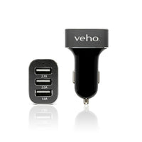 Veho – Chargeur de voiture triple USB 5V 5.1A VAA-010 pour tout dispositif à chargement USB-Chargeur de voiture triple USB avec charge rapide 5V et sortie 5,1A au total
