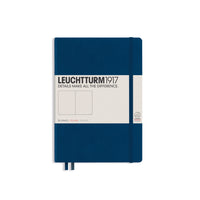 Leuchtturm1917 - Carnet à couverture rigide, Format Moyen A5, Marine, Pages blanches, 5 7/8" x 8 1/4"-251 pages numérotées
