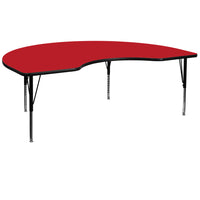 Flash Furniture – Table d’activités, haricot, 48 x 72 po, stratifié haute pression 1,25 po, pattes préscolaires réglables, rouge-Stratifié, rouge