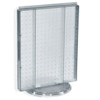 Azar Displays – Présentoir de comptoir à panneaux perforés, 20 x 16 po, transparent translucide (700500-CLR)-Le présentoir à deux côtés repose une base rotative en plastique transparent, qui offre un accès facilité aux clients