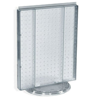 Azar Displays – Présentoir de comptoir à panneaux perforés, 20 x 16 po, transparent translucide (700500-CLR)-Le présentoir à deux côtés repose une base rotative en plastique transparent, qui offre un accès facilité aux clients