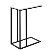 Monarch Specialties - 3760 Table D'Appoint - 25 po H/Blanc/Metal Noir-Apportez une touche moderne a votre salon, bureau, chambre familiale ou taniere avec cette table d'appoint en forme de C